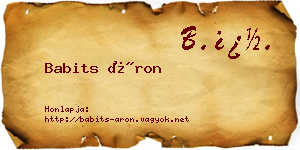 Babits Áron névjegykártya